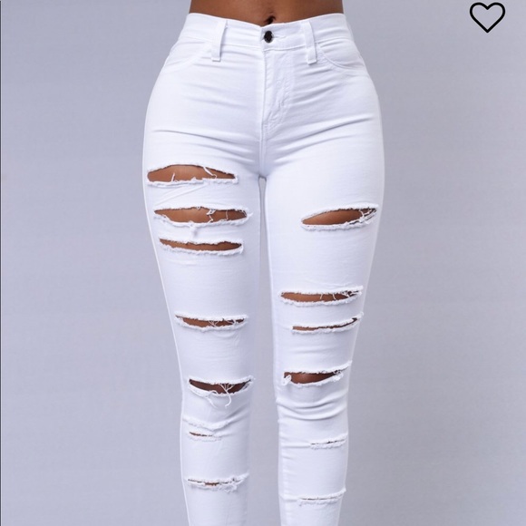 white high waisted distressed jeans